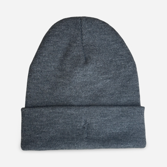 LOGO EMBROIDERED BEANIE IN GREY