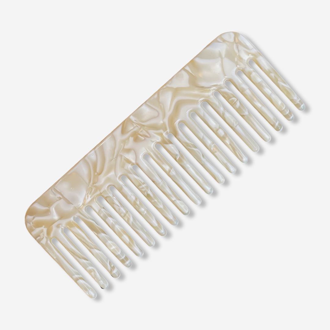 HAIR COMB + POUCH IN GRIS/PEARL