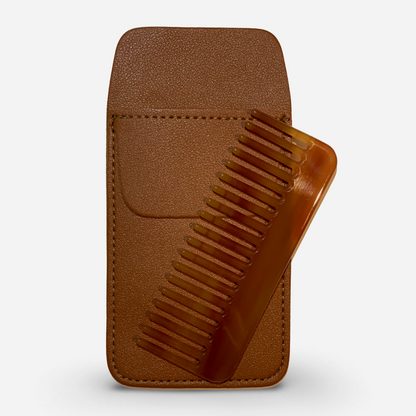 HAIR COMB + POUCH IN TAN