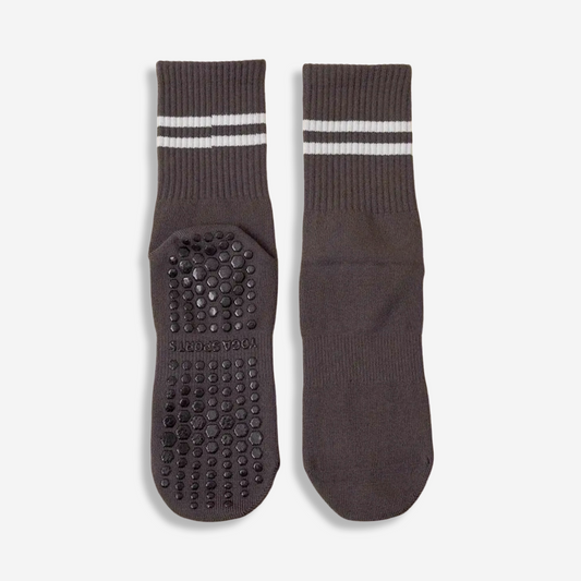 NON-SLIP GRIP SOCKS IN GREY/WHITE