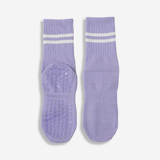 NON-SLIP GRIP SOCKS IN PURPLE/WHITE